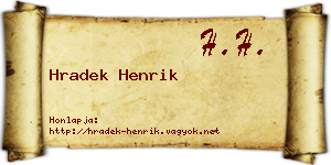 Hradek Henrik névjegykártya